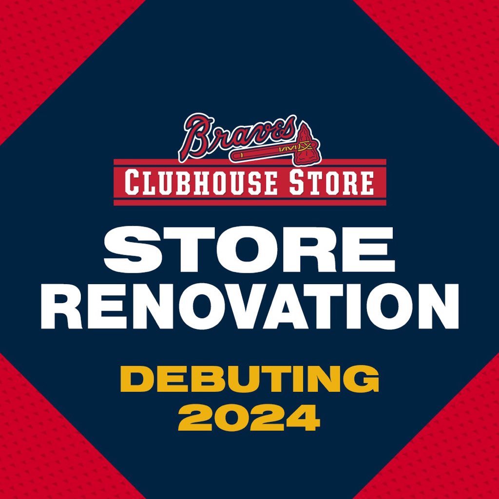 The Braves Clubhouse Store will be closed on Monday, 11/6. We will open on Wednesday, 11/8 at our temporary location, next to the @CocaColaRoxy in the @BatteryATL!