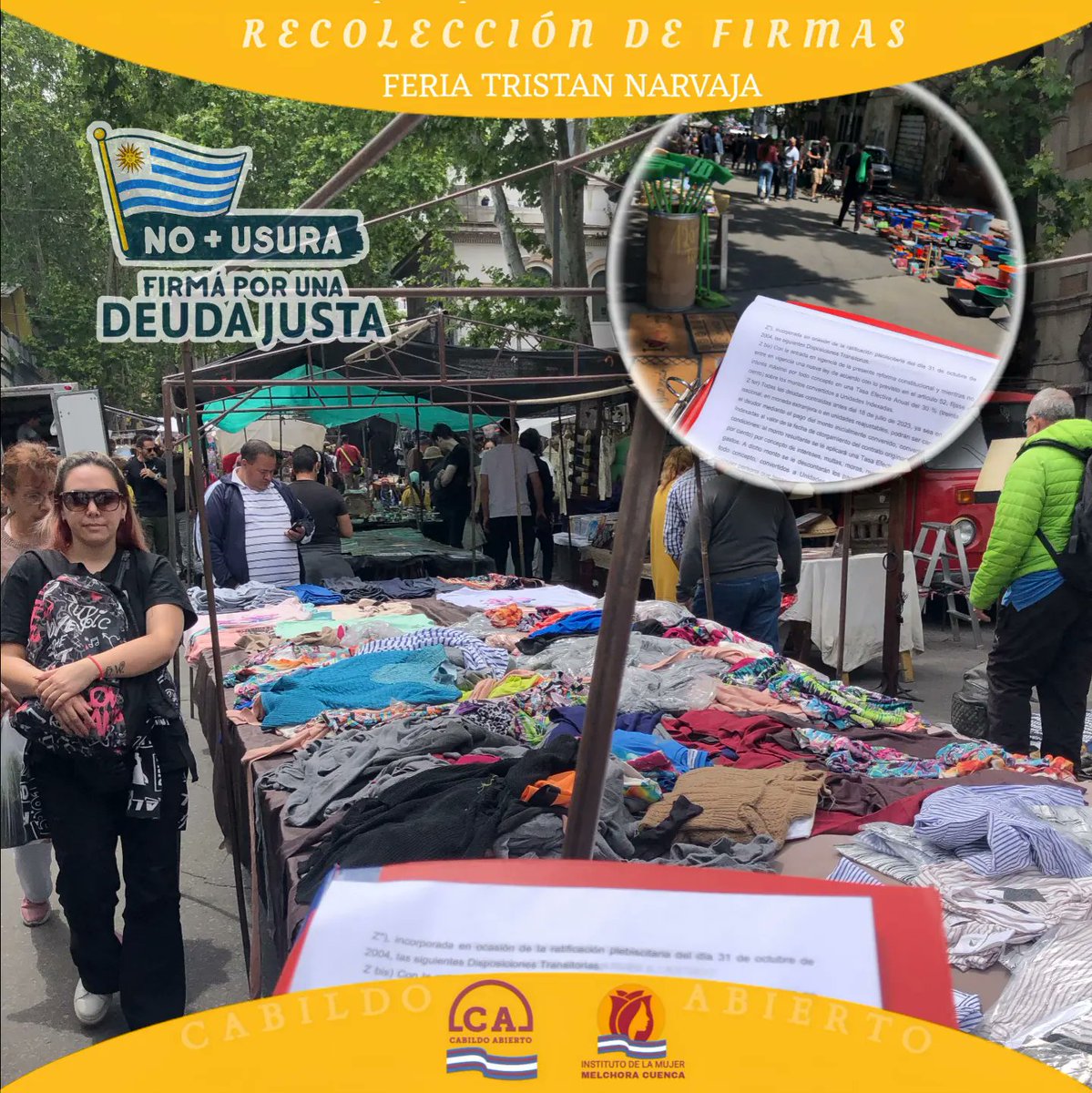 CuencaMelchora's tweet photo. Domingo de militancia: Feria America y recolección de firmas.
Instituto de la Mujer Melchora Cuenca en movimiento.
.
.
#firmaporunadeudajusta 
#CodoACodo 
#juntossomosmasfuertes 
@IreneMoreiraUy 
@GuidoManiniRios 
@Cabildo_UY https://t.co/PfP6uOfZka