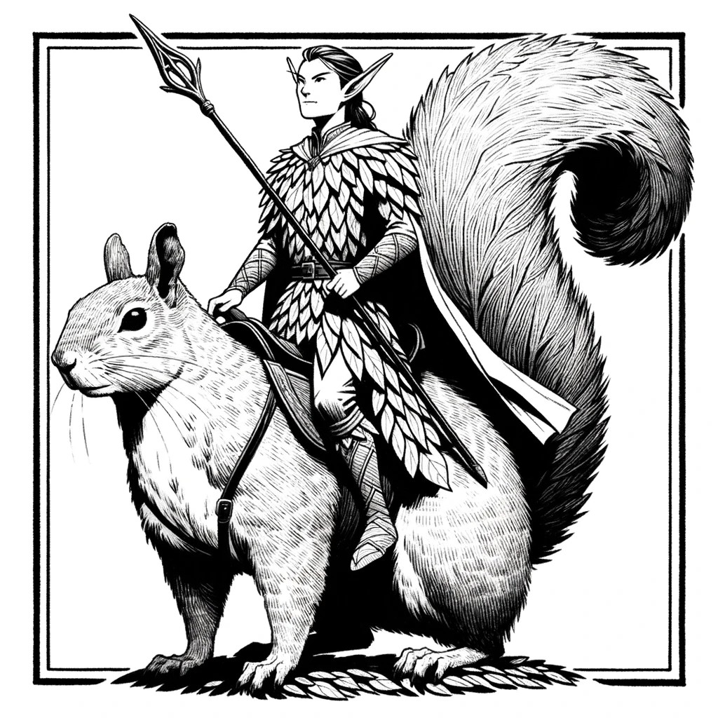 This week:
Gotta read up on Keep on the Borderlands again, game Saturday. Work on the next blog post.
Work on Glimmergrove and get more done on that. Hope to make a big dent in it.
Here's a squirrel mounted guard for your Sunday. Elite guards of the city!