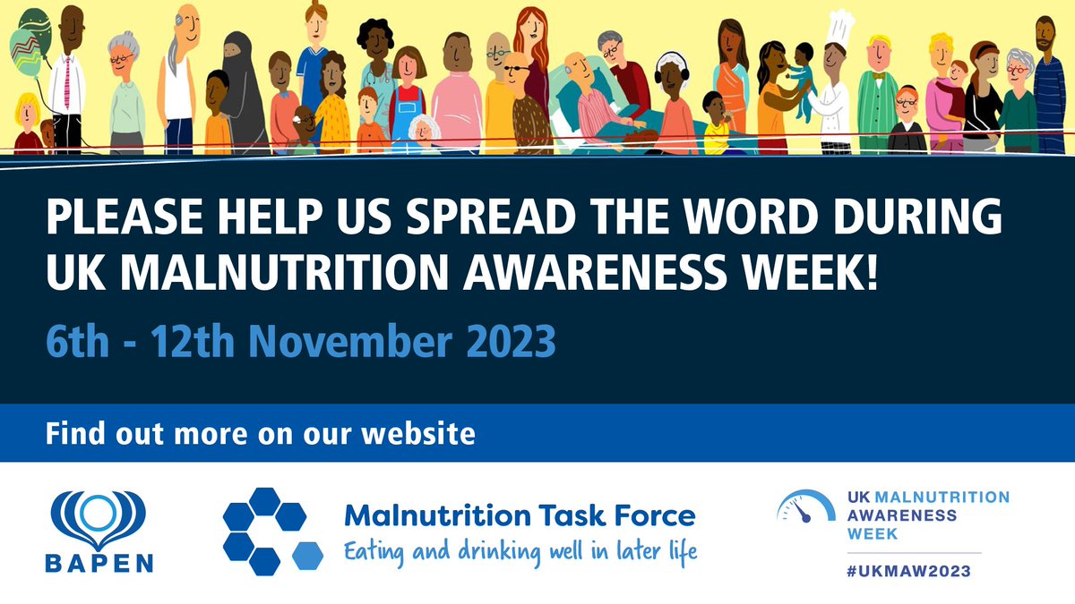 UK Malnutrition Awareness Week #UKMAW2023 starts tomorrow with @BAPENUK & @MalnutritionTF 

There are 3 million people in the UK malnourished or at risk of malnutrition, & as we know malnutrition adversely affects outcome in all health conditions it really is all our business