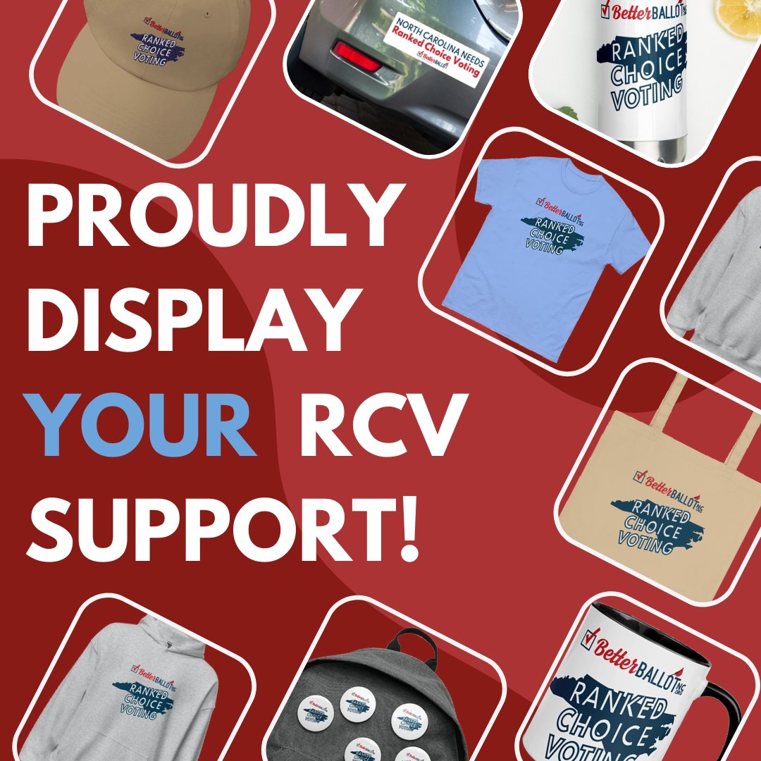 This holiday season spread the joy of Ranked Choice Voting! 
Gift your favorite RCV enthusiast (or yourself) with our exclusive RCV MERCH! Let your support shine bright and inspire positive change.
#RankedChoiceVoting
#holidaygifts
#empowerdemocracy
betterballotnc.org/merch