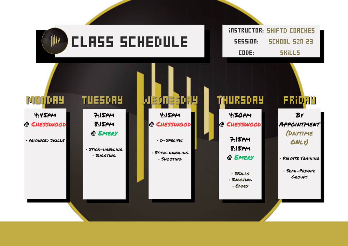 🙋🏻‍♂️Have you ever wanted to improve your skills?

📆 Now’s your chance to add our classes to your schedule!

-

#shiftd #hockey #shiftdhockey #hockeyschool #toronto #gthl
#hockeyacademy #playerdevelopment #hockeyskills #skills #nhl #ohl #ojhl #aaahockey