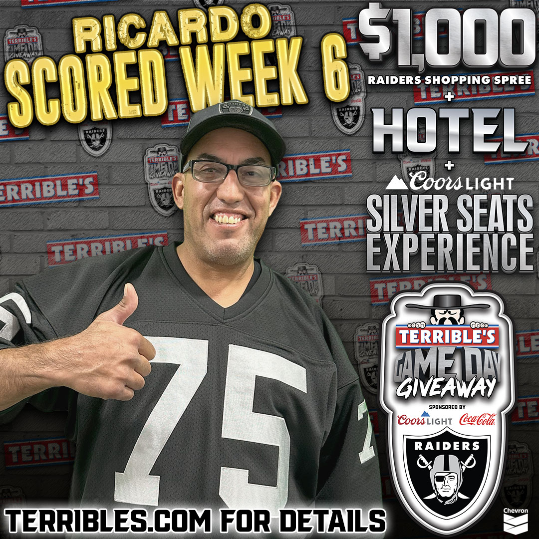 TerribleHerbst's tweet photo. YOU could win the next Raiders Game Day Giveaway Silver Seat Experience !!  ONLY @terribleherbst!! 🏈✨🏟️🤯

You could win: 
2 Coors Light Silver Seat Tickets! 🎟️
$1000 Raiders Image Gift Card
A Hotel stay for the game! 🏨
AND an Uber gift card to get you there 🚗💨

#coorslight https://t.co/qeocRxcbPH