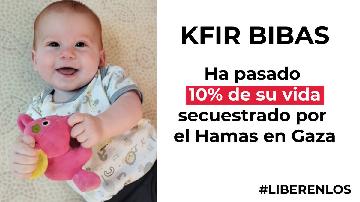 IsraelinSpanish's tweet image. Kfir Bibas tiene ya 10 meses.
Ha pasado 10% de su vida secuestrado.

Hoy es la noche 30 que pasará secuestrado en #Gaza en manos de la organización terrorista #Hamas.
En manos de terroristas crueles.

Queremos que Kfir y los +240 bebés, niños, ancianos, mujeres, jóvenes y hombres…