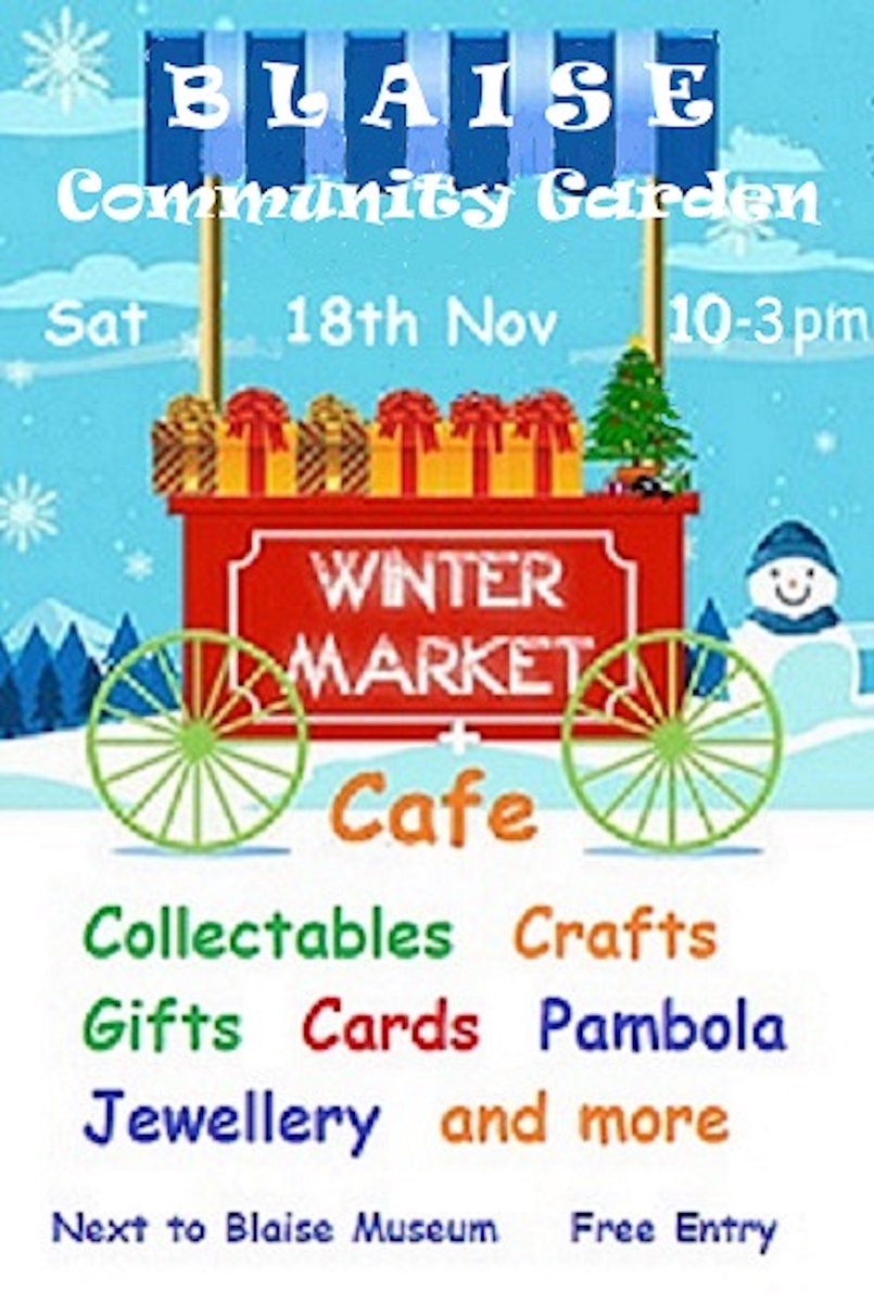 BlaiseGarden (@blaisegarden) on Twitter photo The Winter Market is back - for a 3rd year! More stalls, the renowned pop-up cafe with warming squash soup (produce grown in the Garden ), jams, chutneys....and more. Put Saturday 18th in your diary (10am-3pm). Next to <a href="/BlaiseMuseum/">Blaise Museum</a> and close to <a href="/TheBlaiseInn/">The Blaise Inn</a>. See you there! The Winter Market is back - for a 3rd year! More stalls, the renowned pop-up cafe with warming squash soup (produce grown in the Garden ), jams, chutneys....and more. Put Saturday 18th in your diary (10am-3pm). Next to <a href="/BlaiseMuseum/">Blaise Museum</a> and close to <a href="/TheBlaiseInn/">The Blaise Inn</a>. See you there!