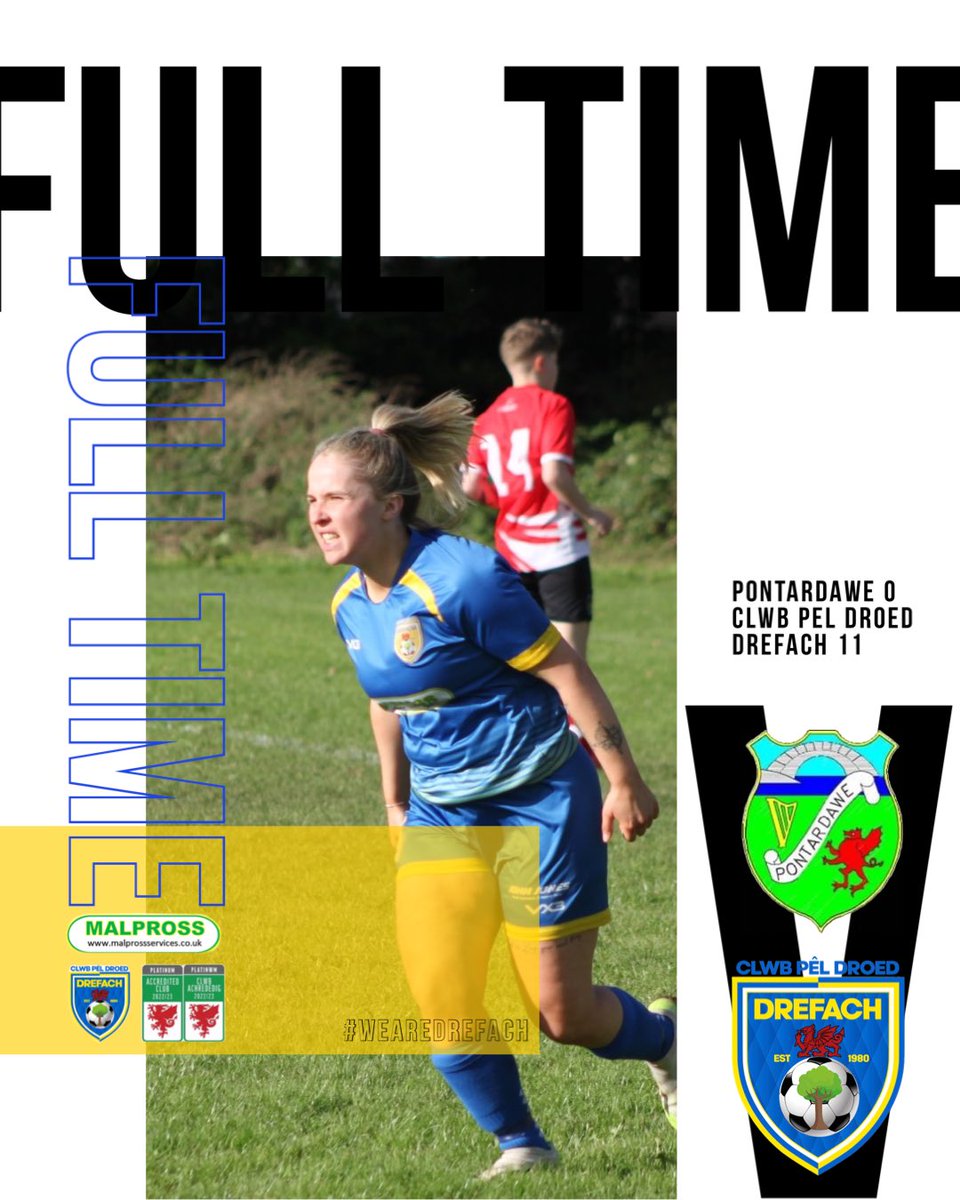 𝗧𝗛𝗘 𝗟𝗔𝗗𝗜𝗘𝗦 𝗔𝗥𝗘 𝗧𝗛𝗥𝗢𝗨𝗚𝗛 𝗧𝗢 𝗧𝗛𝗘 𝗦𝗘𝗠𝗜𝗦👊 

Congratulations to our senior ladies team who are through to the semi finals of the WWWGL Cup, after a gutsy performance from both sides. 

𝗙𝗜𝗡𝗔𝗟 𝗦𝗖𝗢𝗥𝗘 : 11 - 0 

🟡🔵 | #WeAreDrefach 

<a href="/westwaleswgl/">Perago | West Wales Women & Girls League</a>