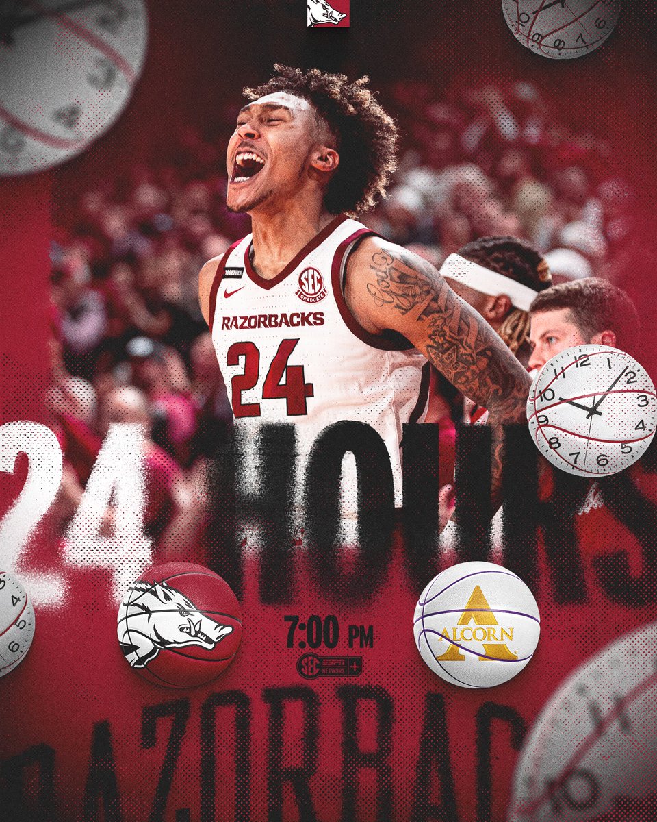 Arkansas Razorbacks Men’s Basketball 🐗 (@razorbackmbb) on Twitter photo Tick tock, Hogs on the clock
Preview: bit.ly/47eoDyW
Stream: es.pn/47aEte2 Tick tock, Hogs on the clock
Preview: bit.ly/47eoDyW
Stream: es.pn/47aEte2