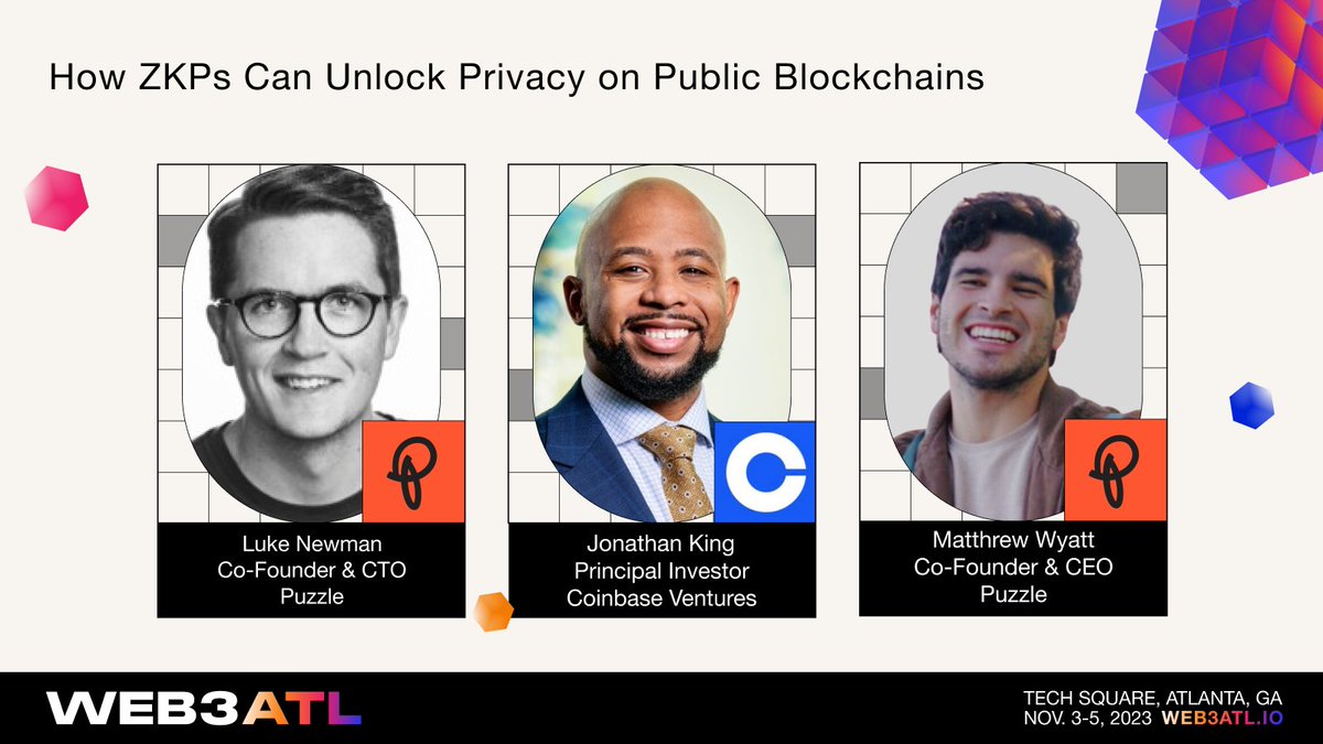 Privacy should be a human right. How do we share critical information with someone, but without actually exposing that critical information? Come listen to how we’re building these amazing tools.

Speakers:
Matt Wyatt - Puzzle
@JonathanKingvc - @Coinbase Ventures

Moderator:
Luke