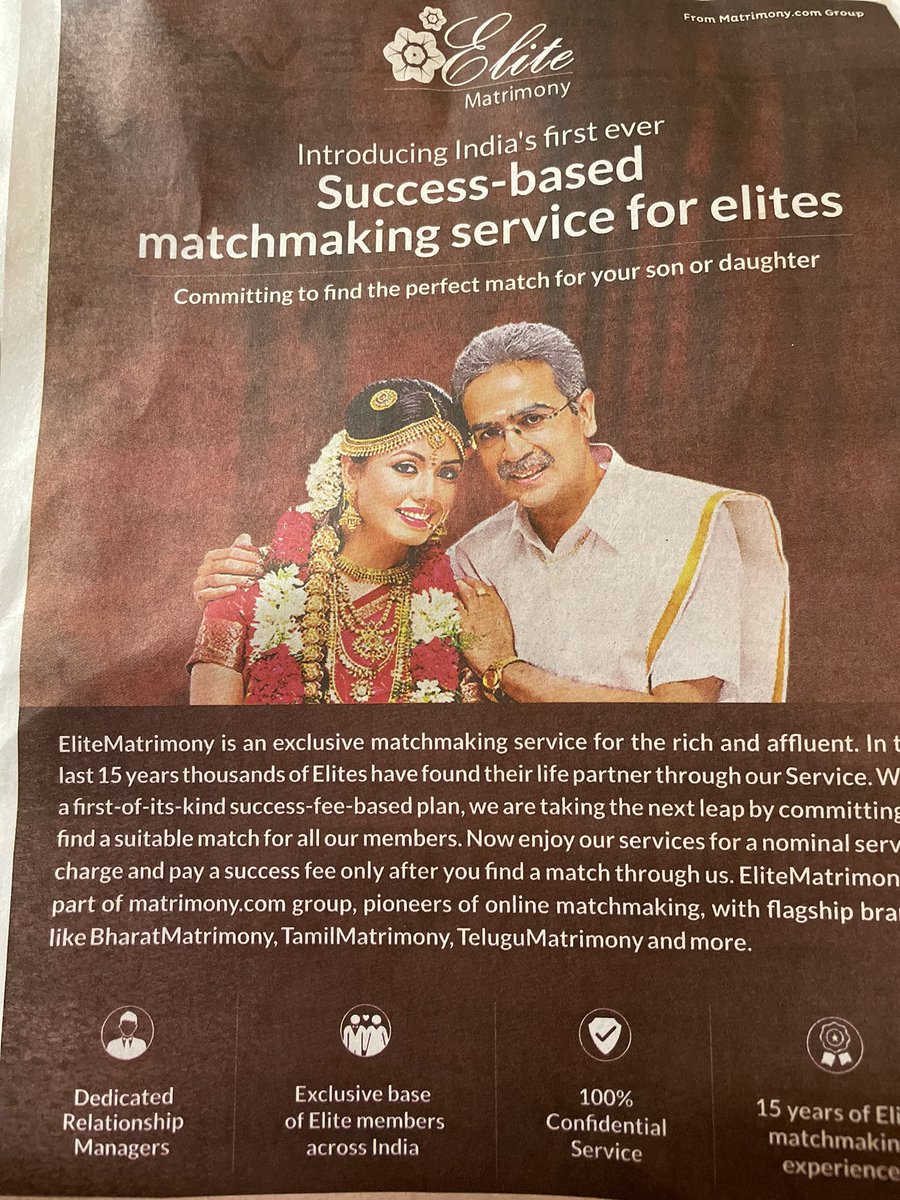 For the #rich & #affluent…..my foot…feels like a trade deal!! 

#tamilNadu #Kerala #dowry #matrimony @matrimony @TamilMatrimony @Elite_Matrimony