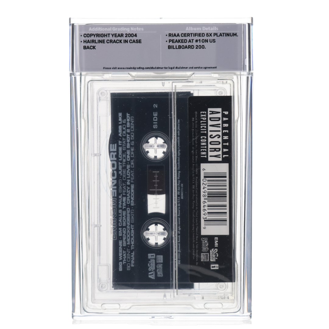 RewindGrading's tweet photo. This copy of Eminem 'Encore' is amazing and unique. Instead of a J-card insert this version has a sticker on the box. This would be a cool addition to anyone's collection! #eminem #rewindgrading #music #rap #grading #gradedmusic # https://t.co/CyjBMSphG9
