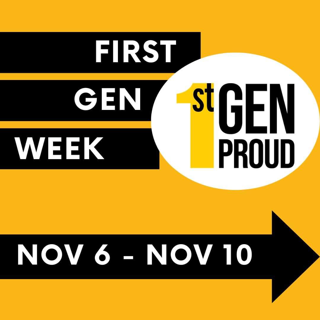 LariisaStewart's tweet photo. I'll be volunteering at the First-Gen Week Kickoff in Reeve from 11:30-1:30 tomorrow! Come stop by for some treats and to celebrate First-Gen community and accomplishments. 🎉 https://t.co/Q5uYD2WpQZ