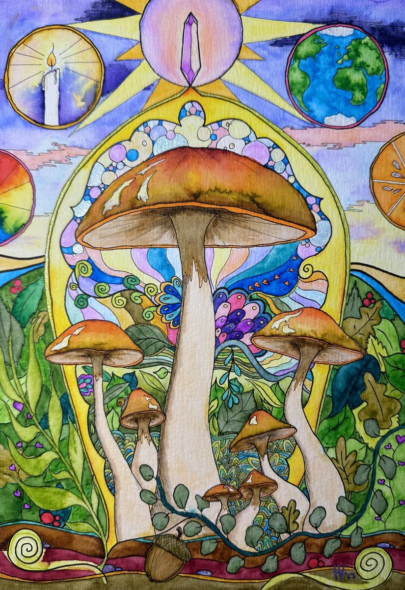 GroenLichtHeidi's tweet photo. ‘Crystal Gate’ 21x30cm watercolour and ink. 
The process of making this beauty was a healing journey in itself. A continuous search for a deeper sense of purity until you find the diamonds within. This is intuitive art, clearvoyance through colours, a voice from the source. https://t.co/NHMZ58QhsB