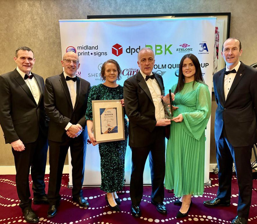 Best in Hospitality 2023! We are absolutely delighted to announce that Hodson Bay Group received the award for Best in Hospitality at the Athlone Business Awards. Hodson Bay Group is made up of Hodson Bay Hotel, Sheraton Athlone Hotel, Galway Bay Hotel and Hyatt Centric Dublin.