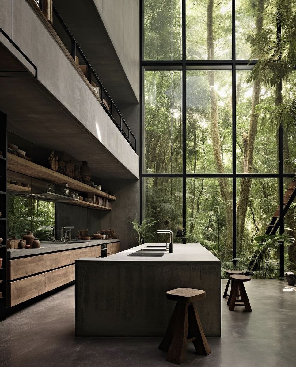 HOUSEPORN___'s tweet photo. Jungle kitchen. https://t.co/QpXpM40TV0
