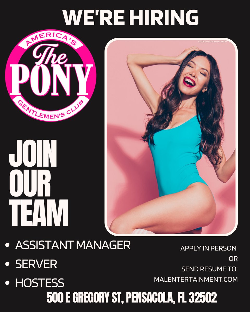 We’re hiring! 🎉 
The Pony Pensacola wants YOU!
Join the best team in the gulf coast!

.
.
.

#NowHiring #AssistantManager #Servers #Hostess #Waitress #GulfCoast #GulfCoastJobs #JobOpportunity #PonyPensacola #HelpWanted