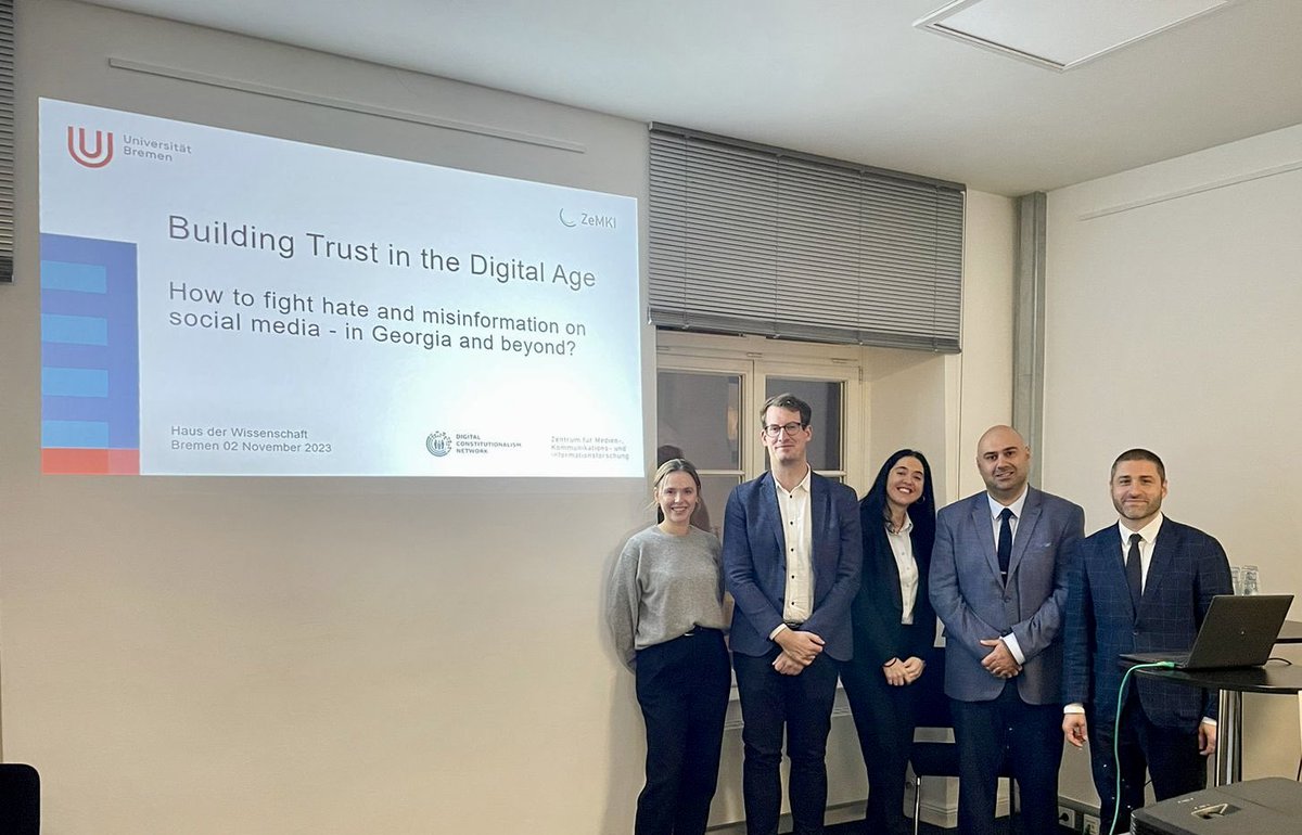Dennis Redeker (@dennisredeker) on Twitter photo It has been a great pleasure to discuss challenges in the area or #platform moderation in #Georgia with Sergi Jorbenadze, <a href="/uchabakhtadze/">Ucha Bakhtadze</a> and Nina Shengelia, moderated by <a href="/pgmt_lab/">Lab Platform Governance, Media, and Technology</a>’s Vasilia Kuznetsova, co-hosted by <a href="/DigitalConstit1/">Digital Constitutionalism Network</a> in Bremen . <a href="/ZeMKI_Bremen/">ZeMKI</a>, Universität Bremen It has been a great pleasure to discuss challenges in the area or #platform moderation in #Georgia with Sergi Jorbenadze, <a href="/uchabakhtadze/">Ucha Bakhtadze</a> and Nina Shengelia, moderated by <a href="/pgmt_lab/">Lab Platform Governance, Media, and Technology</a>’s Vasilia Kuznetsova, co-hosted by <a href="/DigitalConstit1/">Digital Constitutionalism Network</a> in Bremen . <a href="/ZeMKI_Bremen/">ZeMKI</a>, Universität Bremen