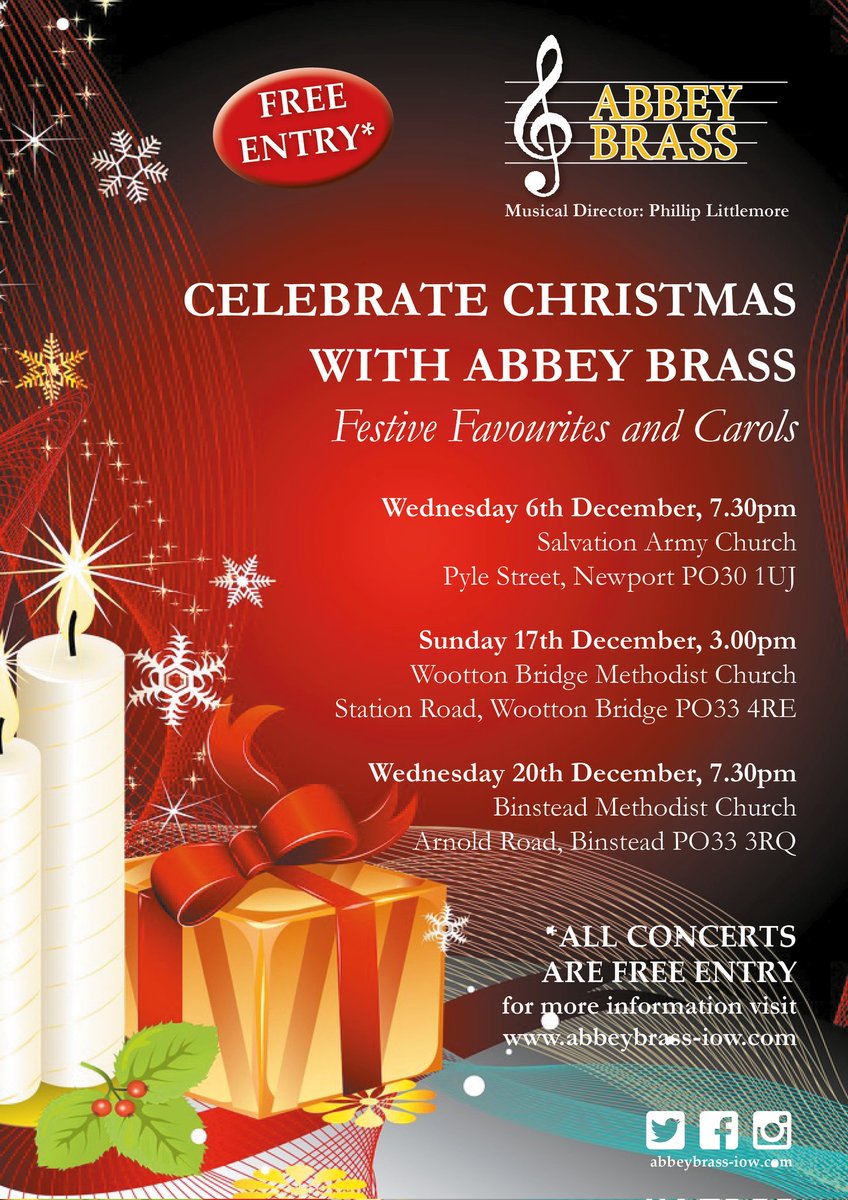 Get in the Christmas spirit with Abbey Brass. Three chances to see the band in December throughout the Island: