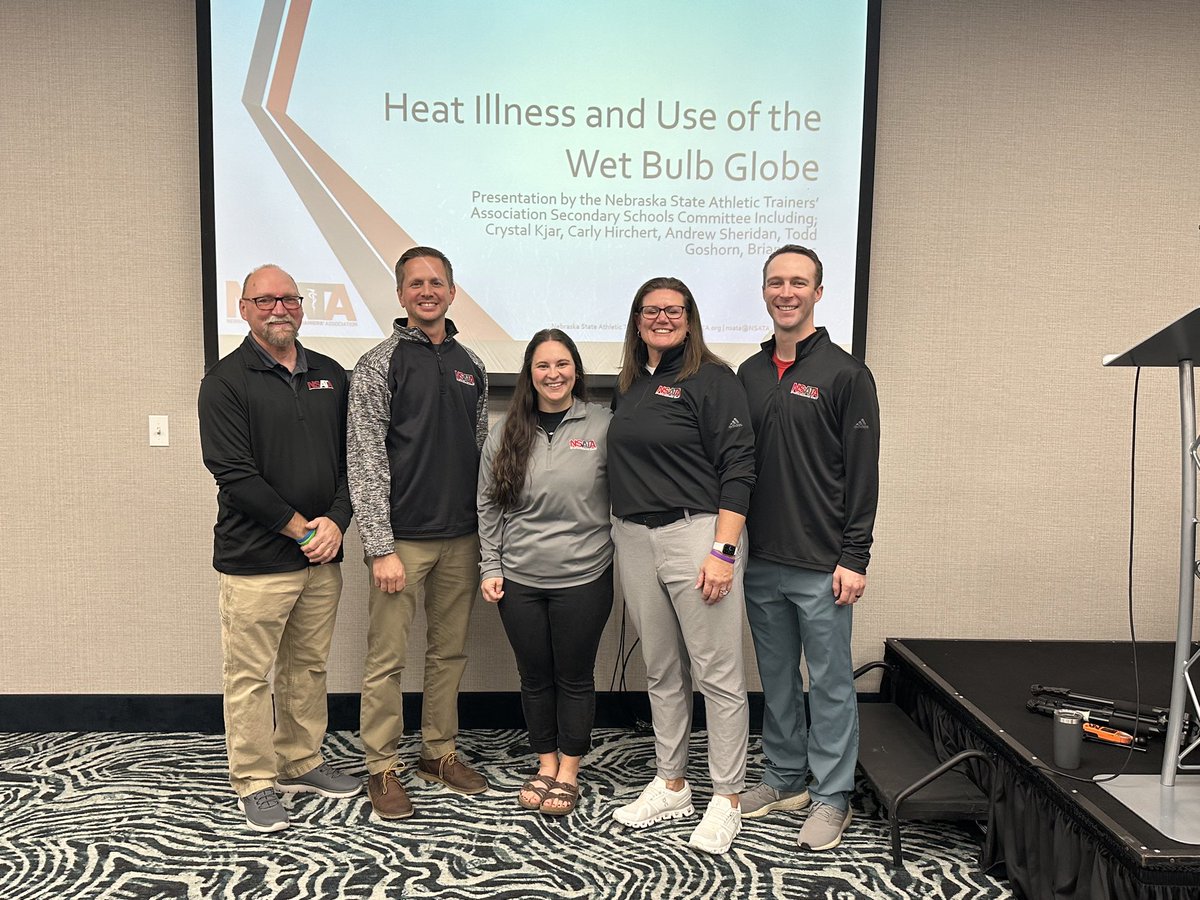 NSATA Secondary School Committee members presented at the NSIAAA conference today in Kearney. They did a fantastic job representing the NSATA!
Presenters (left to right): Todd Goshorn, Brian Haas, Carly Hirchert, Crystal Kjar, and Andrew Sheridan