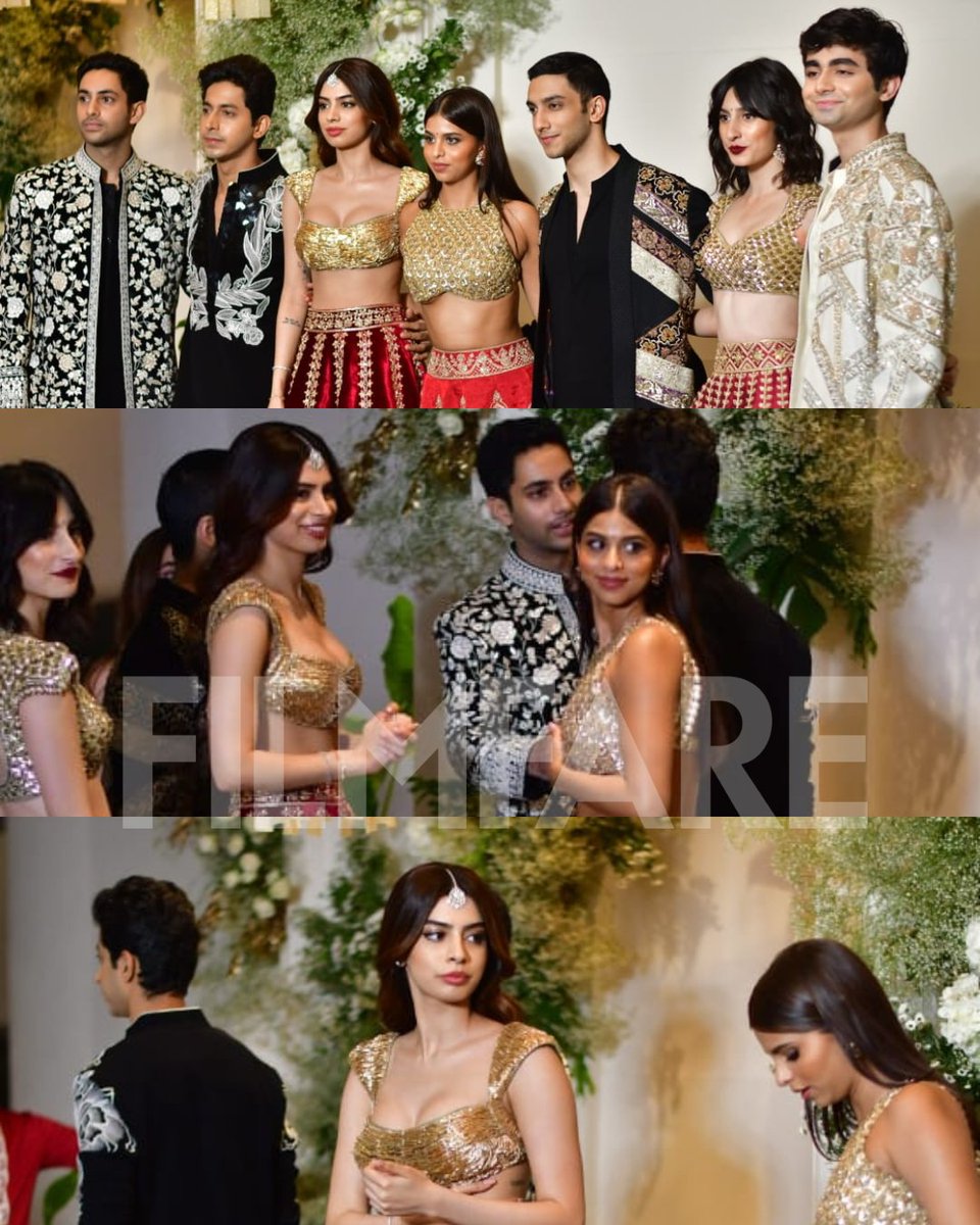 #TheArchies gang featuring #SuhanaKhan, #KhushiKapoor #AgastyaNanda, #MihirAhuja, #VedangRaina, #YuvrajMenda and #Dot turned up in style for #ManishMalhotra’s Diwali party.♥️