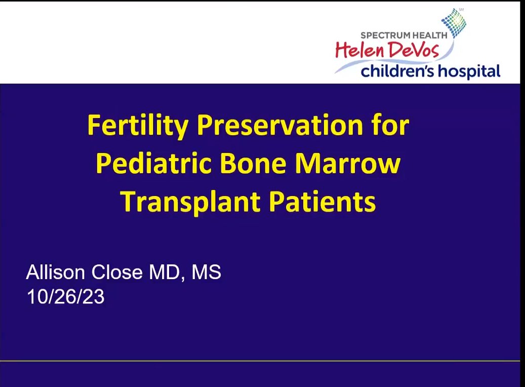 Fertility Basics for the Peds BMT patients.. chaired by <a href="/SethRotz/">seth rotz</a>  <a href="/ThePTCTC/">The PTCTC</a>  @BeTheMatch #HCT. Nice overview of fertility preservation options for our patients prior to #HCT Gene therapy, things we need2 know. Webinar by Dr. Allison Close, see link below bethematch.webex.com/bethematch/ldr…