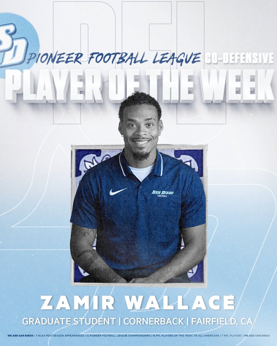 It's a twin thing. That's back-to-back @PFLNews Defensive Player of the Week honors for both the Toreros AND the Wallace brothers. 🗞: bit.ly/3QkzRv0 #GoToreros