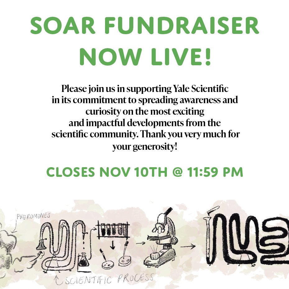 Our Soar Fundraiser is now live! Help us continue our mission of making science accessible. Give today! givetoday.yale.edu/yale-scientifi…