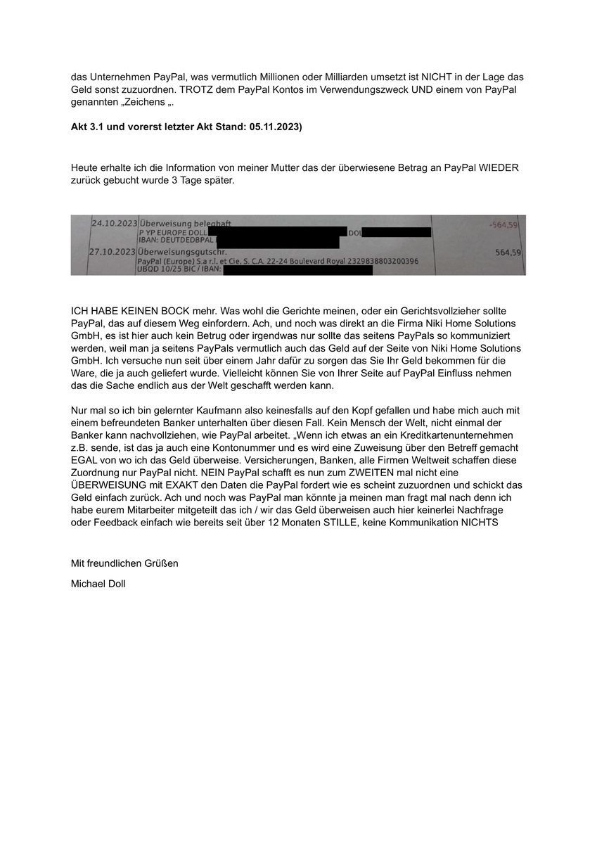 michael_doll's tweet photo. @PayPalDE @PayPal sowie @nuki_smartlock
hier ein öffentlicher Brief an #PayPal, vielleicht findet sich mal jemand der fähig ist und das Problem endlich löst. 

Gerne auch TEILEN. @solmecke @vzbv @BaFin_Bund was meinen Sie zu diesem Thema ? https://t.co/hYOIFde6T8