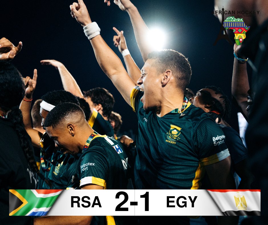 African Hockey Road to Paris 2024 Qualifier (M)          

FINAL  - Result - SA 2-1 Egypt

📸 ES Media                                                

The SA Men's Team are your African CHAMPIONS and have booked their ticket to the 2024 Paris Olympic Games.   

#EnRoutetoParis