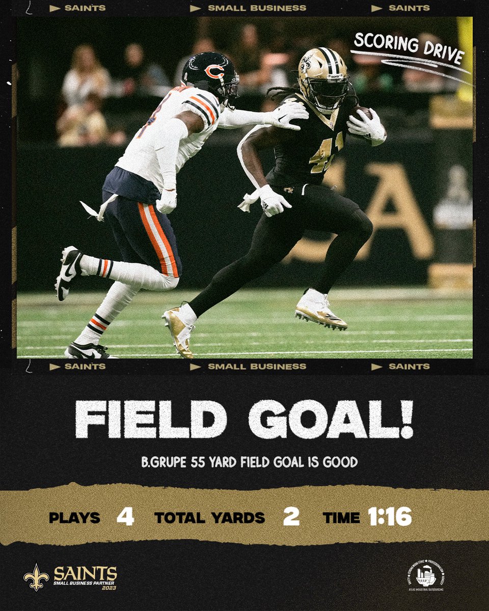 Saints's tweet photo. A 55 yard gift from @blakegrupe on his birthday 🎁

#Saints | https://t.co/DwC31jS7rT https://t.co/K64ffIdpvM