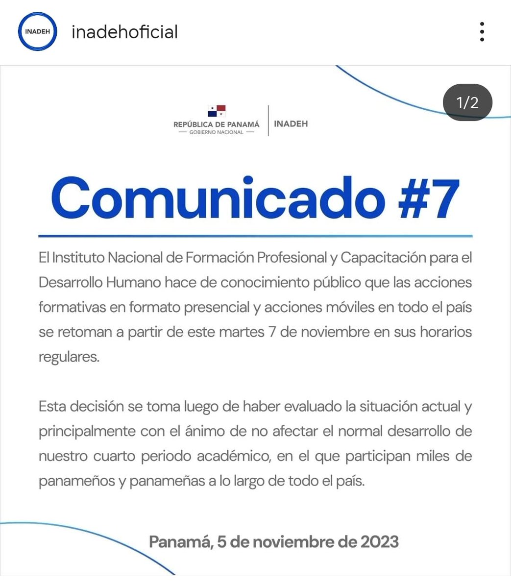 Santo!!Curso del Inadeh vuelven a sus centros presenciales. Hay cursos el martes 7 en todo el país. <a href="/AlvaroAlvaradoC/">Alvaro Alvarado - Noticias 180 Minutos/ Sin Rodeos</a> <a href="/JCTapiaLMB/">Juan Carlos Tapia</a> <a href="/Telemetro/">Telemetro</a> <a href="/tvnpanama/">TVN Panamá</a> <a href="/alconpty2015/">Halcon_pty_2016</a> <a href="/AlertaNews24/">Alerta News 24</a> <a href="/ernestocedeno/">ERNESTO CEDEÑO A.</a> <a href="/LaVozDeVeraguas/">La Voz De Veraguas</a> <a href="/SuntracsPanama/">Suntracs Panama ⚒</a> <a href="/DeLaGhettoReal/">De La Ghetto</a>