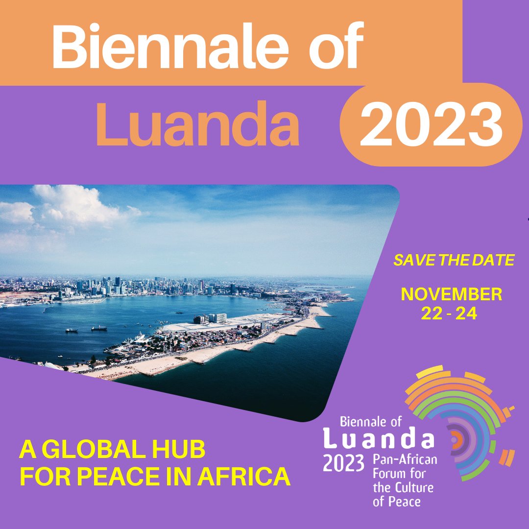 Mark your agenda from November 22 to 24 to attend the 3rd edition of the Biennale of Luanda! The #BiennaleLuanda is a Pan-African Forum for the #CultureofPeace, jointly organized by @unesco, @africanunion_officialpage and the Government of Angola ℹ️ unesco.org/en/biennalelua…