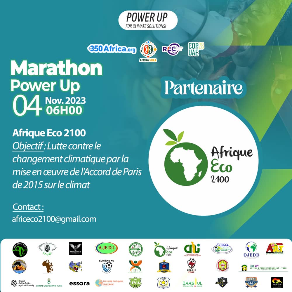 Afrique Eco 2100 team were stand up with all climate defenders in Togo, in Africa and around the world
More money for adaptation 
#GlobalClimateActionNow
#ActNowTeam
#REC_Togo
<a href="/350Africa/">350 Africa</a>