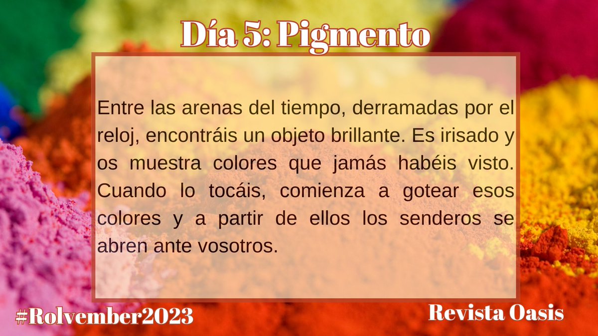 en_bolsillo's tweet photo. Seguimos con el #rolvember de @OasisRevista
de @Portico_AEFCFT Día 5, Pigmento. 🧐 https://t.co/U7F7x6sG5P