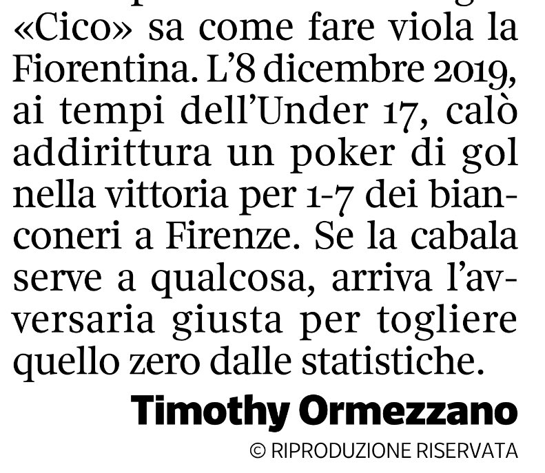 Qui lo scriba preconizzava il primo attesissimo gol di #Miretti con la #Juventus. 😏 #FiorentinaJuve @CorriereTorino