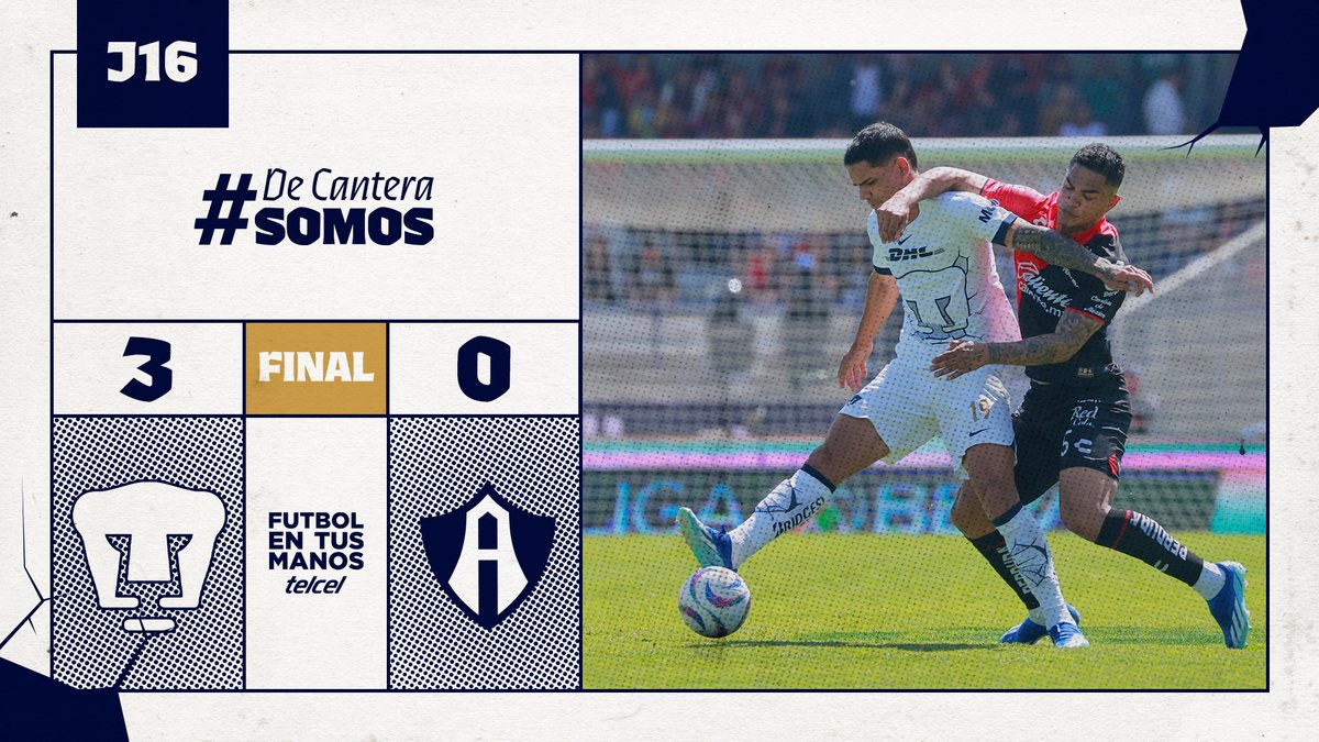 PumasMX's tweet photo. #Jornada16
¡Se acabó! Los tres puntos se quedan en casa. 
Gracias por todo el apoyo, auriazules. 🫶🐾

#DePumasSoy #DeCanteraSomos #FutbolEnTusManos @Telcel https://t.co/7xMqGzGEF8