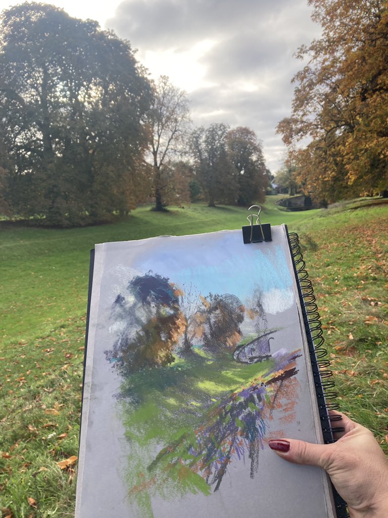 Another @rembrandtartistpaint pastel on @cansonpaper of @vellummillgallery in Carshalton on the River Wandle. This mill is one of many on the @wandlevalley #wandletrail and the other pastel is of the Grotto in Carshalton Park. I love autumn!