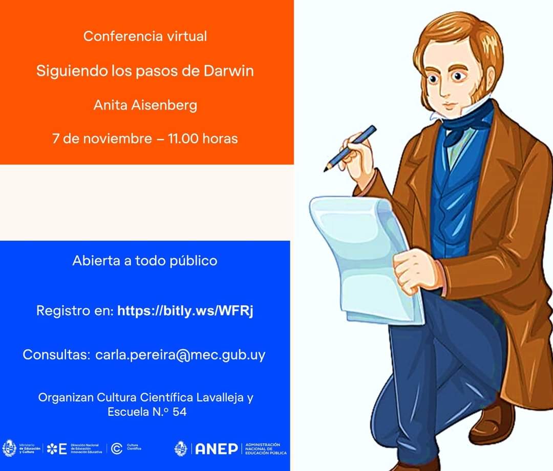 ¡Los esperamos! Una oportunidad de conocer los pasos de Darwin por nuestro país.

Siguiendo los pasos de Darwin. 
7 nov 2023 hora 11:00

Reunión Zoom: 

us02web.zoom.us/j/84498816606?…

ID de reunión: 844 9881 6606

Cultura Científica Lavalleja 
Educación MEC