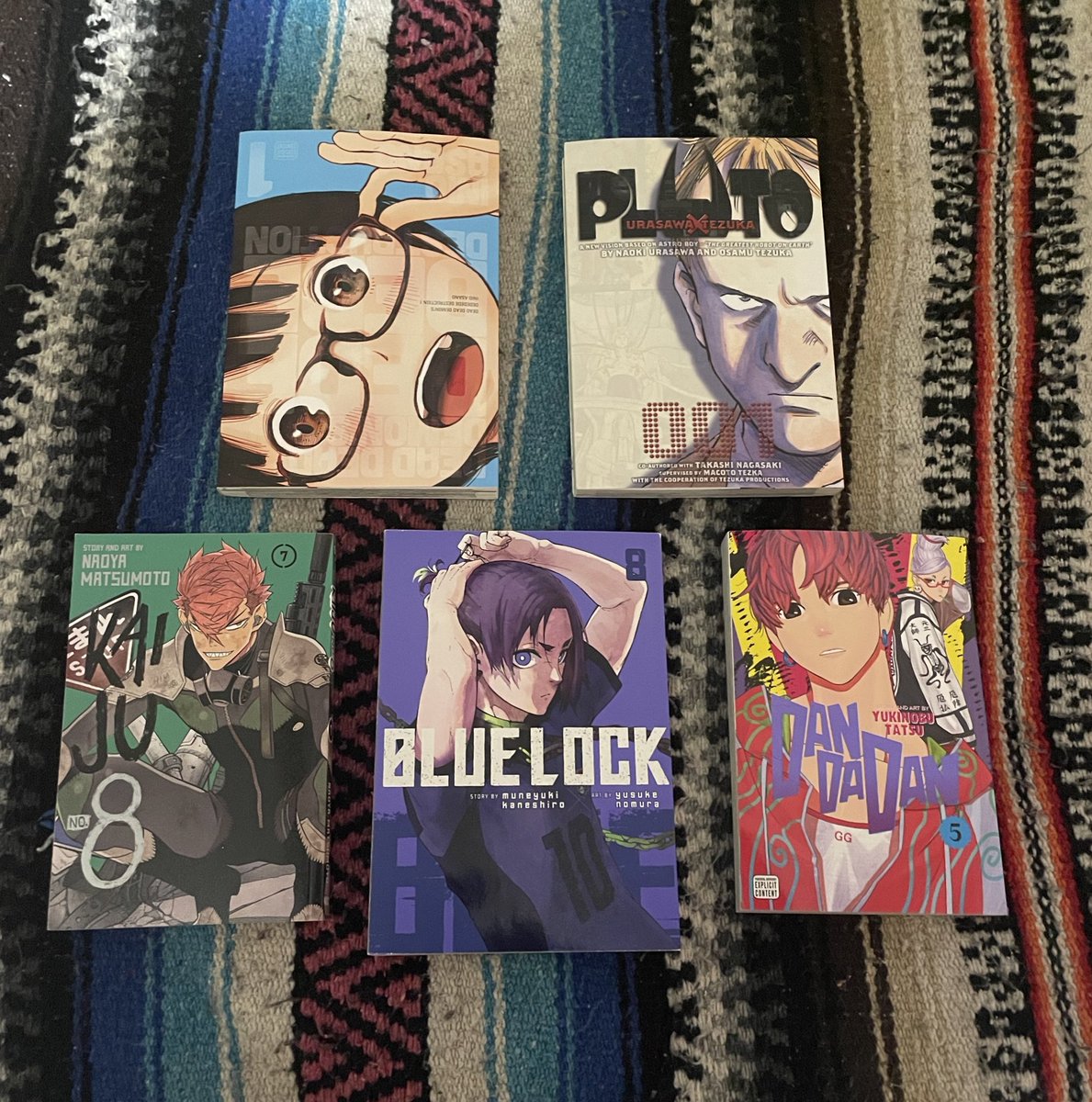 Slider_Myths's tweet photo. Manga order arrived today. #Pluto #BlueLock #Dandadan #KaijuNo8 #InioAsano #DDDDD #mangacollection https://t.co/pdIOYqC4fx