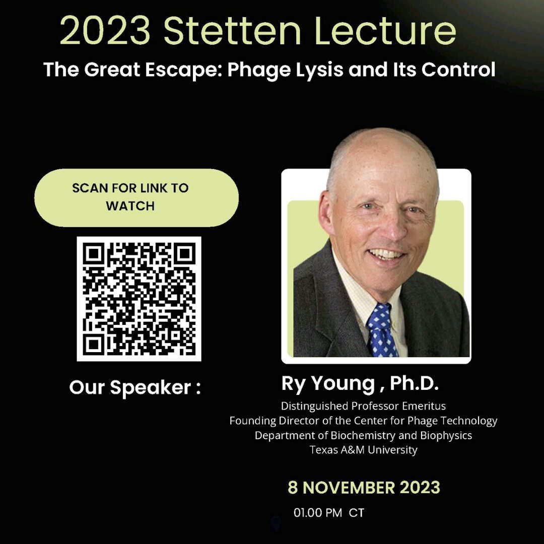 The one &amp; only Ry Young will be giving the Stetten lecture Wed (11/8) @nigms  if you want to tune-in  &amp; learn about phage lysis