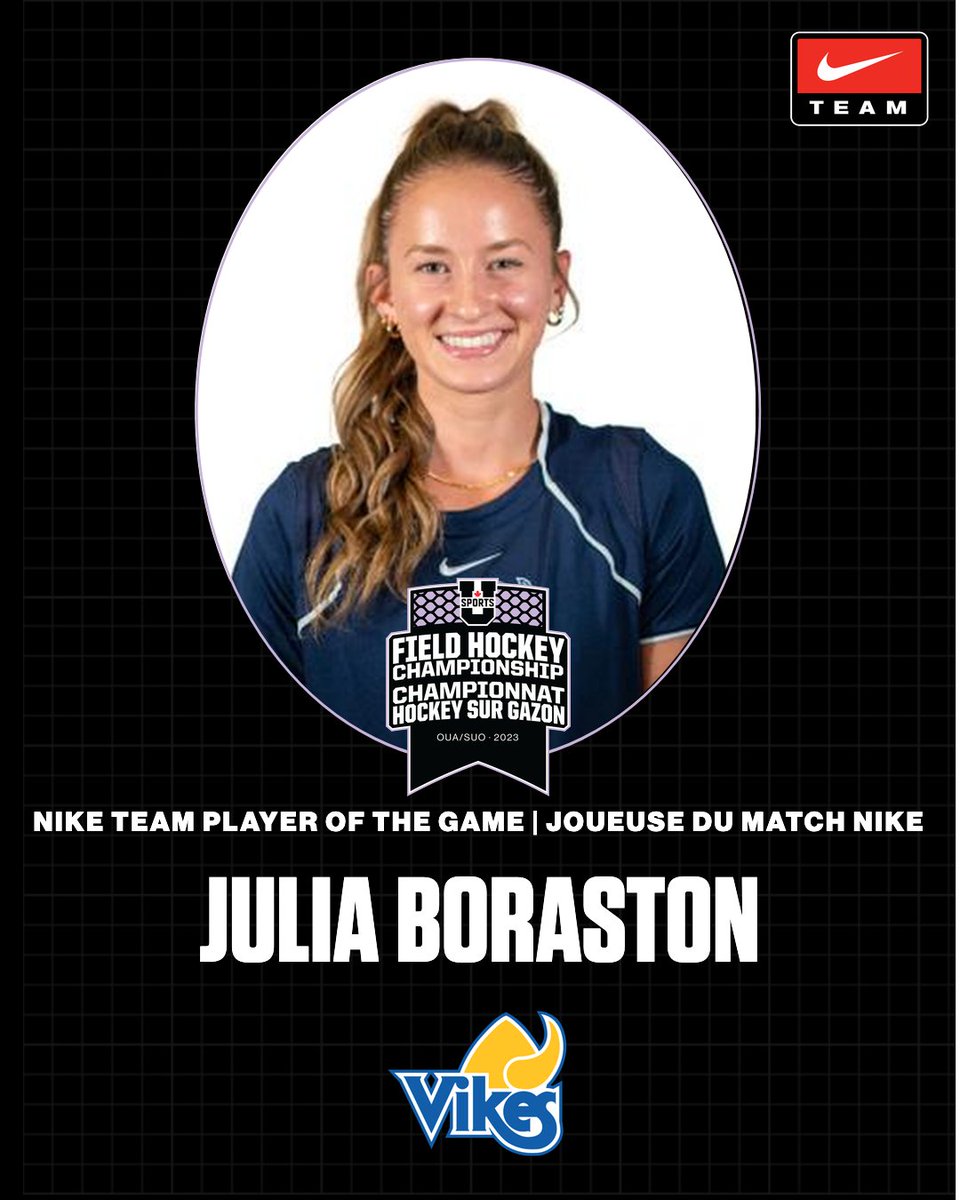 USPORTS_FH's tweet photo. Congratulations to Julia Boraston of @uvicvikes
and Harnoor Malhi of @Varsity_Blues on being named NIKE Players of The Game!  

Félicitations à Julia Boraston de @uvicvikes
et Harnoor Malhi de @Varsity_Blues pour avoir été nommés joueurs NIKE du jeu! https://t.co/sbfQe1qPPT