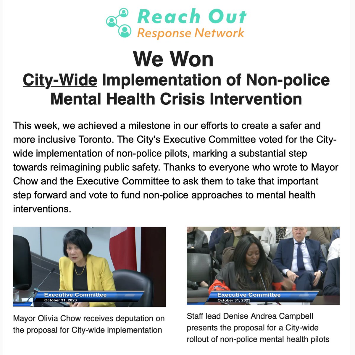 ICYMI - Non-police interventions for mental earth crisis goes City-wide! Learn more at: mailchi.mp/reachouttoront…