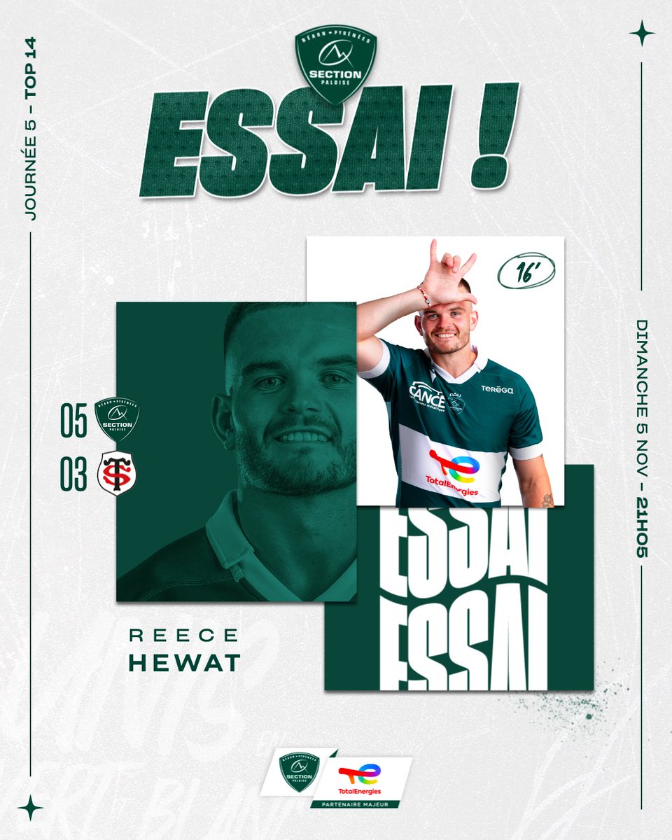 16' 𝑬𝑺𝑺𝑨𝑨𝑨𝑨𝑨𝑨𝑰 ! Reece Hewat débloque le compteur palois ! #SPST #TOP14 #HonhaSection