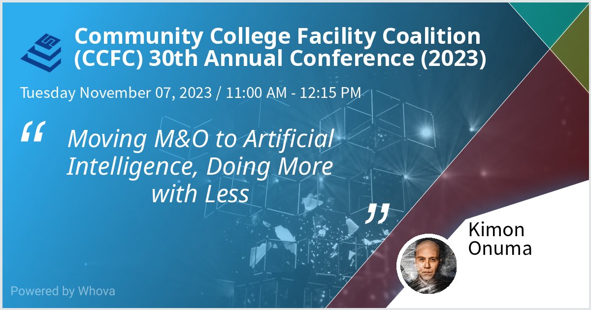 I look forward to sharing how artificial intelligence can be used for facilities at an interactive session with the Los Angeles Community College District: Moving M&amp;O to Artificial Intelligence, Doing More with Less.