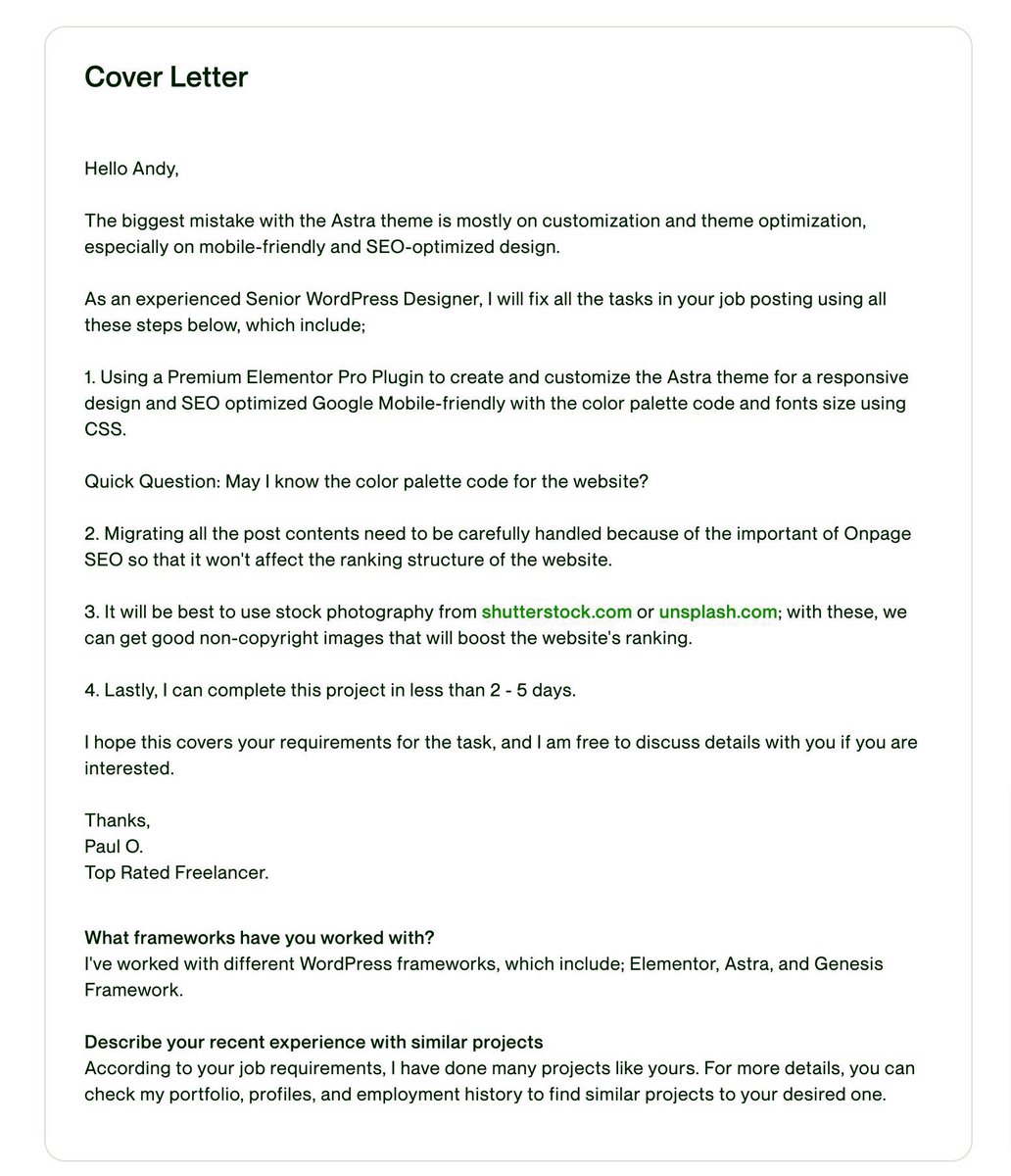 omoalhajaabiola's tweet photo. Upwork cover letter https://t.co/wpOKHcomxs
