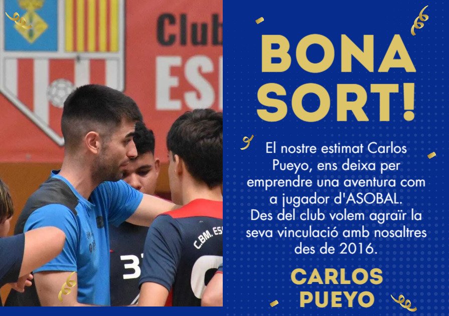 BOMBA INFORMATIVA 🤍💙

Amics, companys, familia..un dels nostres, <a href="/carlos610h/">ＣＡＲＬＵＵＳ</a> marxa a <a href="/bmpuertosagunto/">BM PUERTO SAGUNTO</a> , <a href="/ASOBAL/">Liga ASOBAL</a> 👏🏻👏🏻👏🏻👏🏻👏🏻
<a href="/EsparregueraFM/">Ràdio Esparreguera</a>

Molts encerts, míster 🤍💙, ❤️