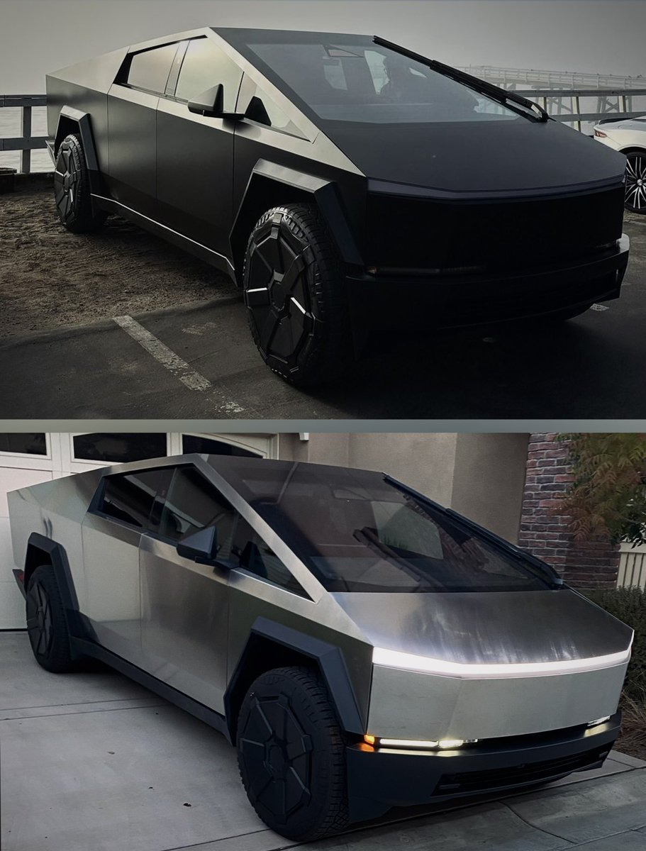 Teslaconomics's tweet image. Which Cybertruck would you rather have - Matte Black or No Color? 🖤🩶