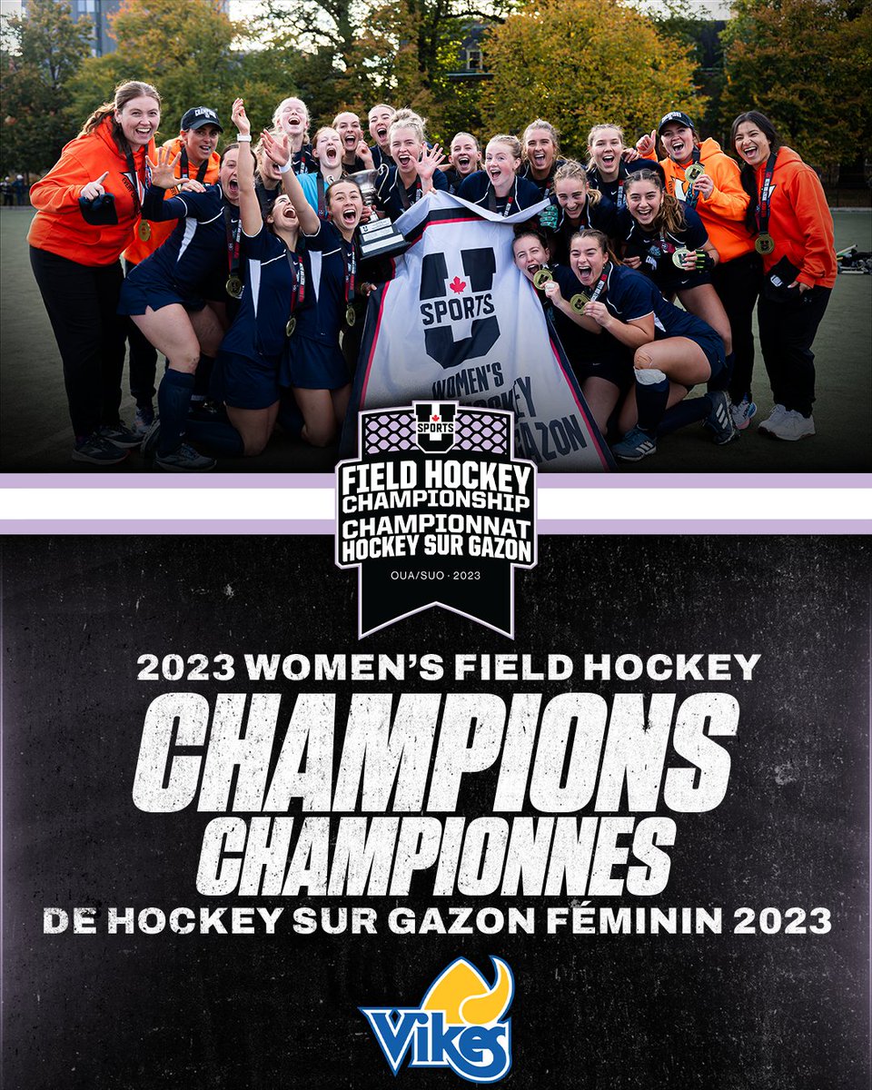 USPORTS_FH's tweet photo. The Victoria Vikes are 2023 Women’s Field Hockey Champions! 

🏑 UVIC defends their 2022 U SPORTS title with a 3-0 win over the Toronto Varsity Blues!

Les @uvicvikes sont les champions de hockey sur gazon féminin 2023 ! 

🏑 UVIC défend son titre U SPORTS 2022 avec une victoire de 3-0 contre les Varsity Blues de Toronto !