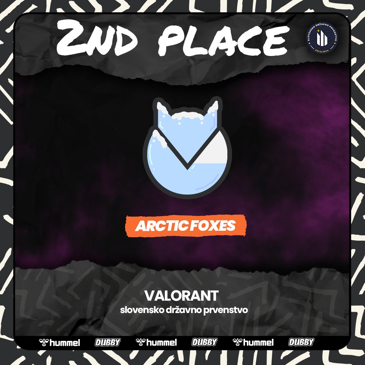 Today was the day we've all been waiting for. Our main team placed first place and Arctic Foxes in second place in the Slovenian Nationals in Valorant. Tonight all the foxes🦊 will be celebrating! Thank you for the hard work!
<a href="/eszslovenije/">E-športna zveza Slovenije</a> 
Partnered with: hummel <a href="/DubbyEnergy/">DUBBY®</a>