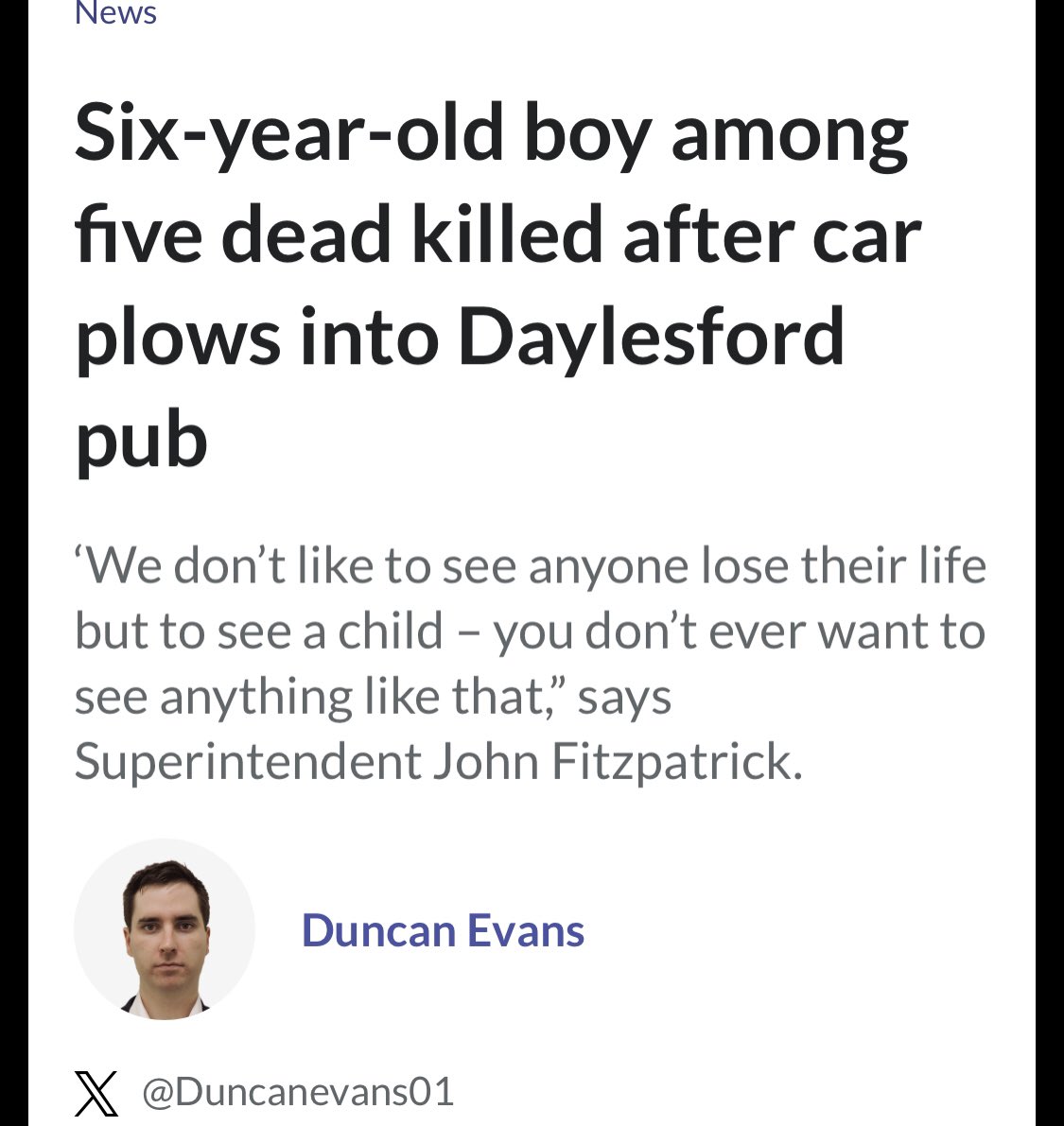 loxie75's tweet photo. @Duncanevans01 “five dead killed”, outstanding writing for someone supposed to be a journalist. Try and be respectful and write a proper article. https://t.co/JXezmbn6KJ