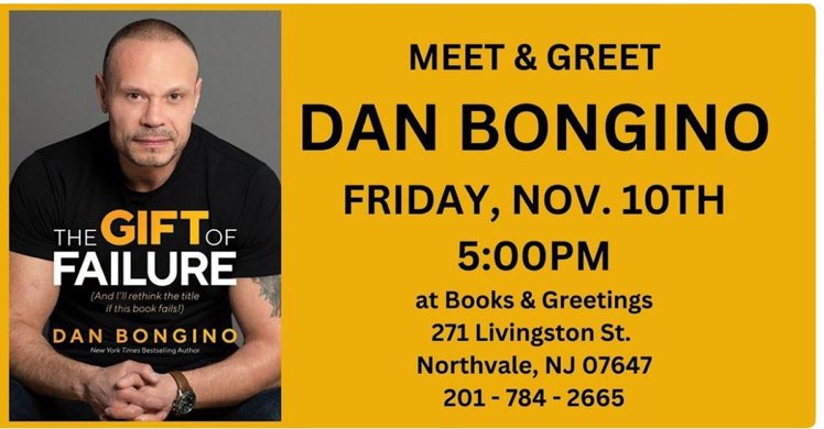 NanLee1124's tweet photo. 🔥THIS Friday November 10th in New Jersey is the meet &amp; greet signing for @dbongino’s new book! https://t.co/XFbMsApKPe